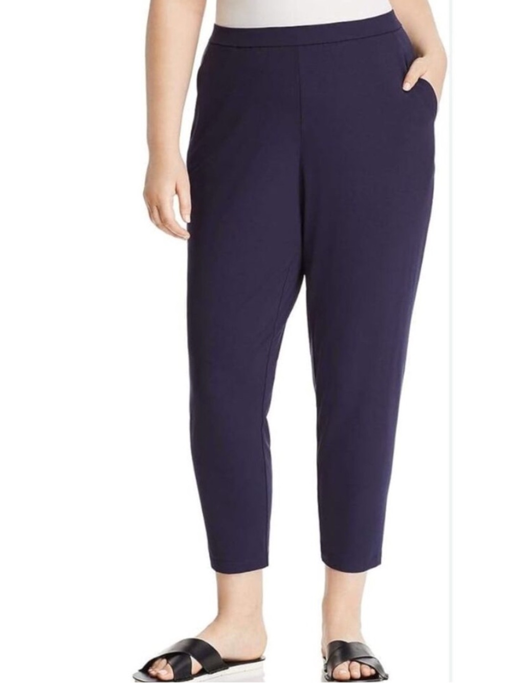 NWT Eileen Fisher Navy Ankle Slouchy Pants XL Comfortable Travel Pull on Career